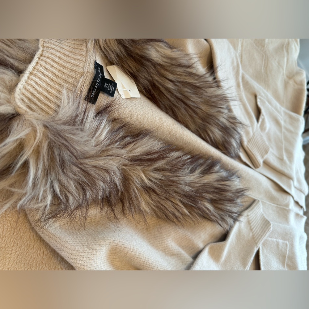 Saks Fifth Avenue Fur-Accented Knit Top